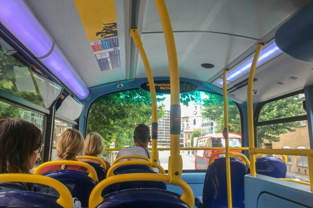 People in a bus, transportation, modern, city, city living, urban, travel, bus